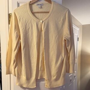 ✨Cherokee Vintage Soft Butter Yellow Button-Up Cardigan Size Large 100% Cotton ✨